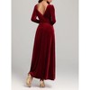 Coolmee Women's Vintage Elegant Velvet Dress Long Sleeve Square Neck High Waisted Slim Evening Party Maxi Dresses - 3 of 4