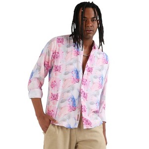 Campus Sutra Men Men's EcoLiva Fuchsia Pink Faded Wildflower Shirt - 1 of 4