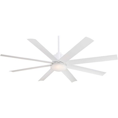 65" Minka Aire Modern Outdoor Ceiling Fan with LED Light Remote Control Flat White Tinted Opal Glass Wet Rated for Patio Exterior