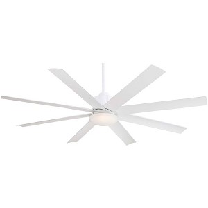 65" Minka Aire Modern Outdoor Ceiling Fan with LED Light Remote Control Flat White Tinted Opal Glass Wet Rated for Patio Exterior - 1 of 4