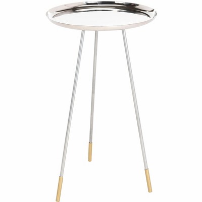 Calix Tri Leg Contemporary Glam Side Table - Silver/Gold - Safavieh