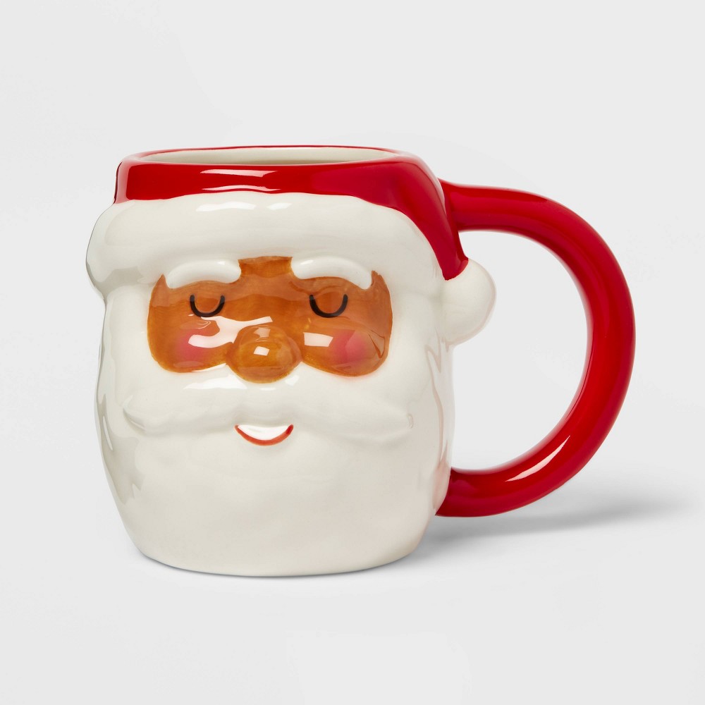 16oz Earthenware Figural Santa Mug - Threshold