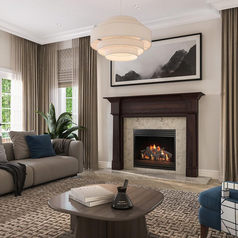 Modern Ember Grant Fireplace Surround with Tiered Top Shelf and Cascading Legs, 3 of 10