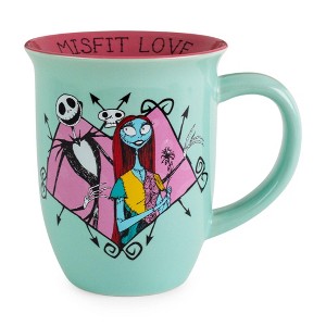 Silver Buffalo Nightmare Before Christmas Jack and Sally 16oz Wide Rim Ceramic Mug - 1 of 4