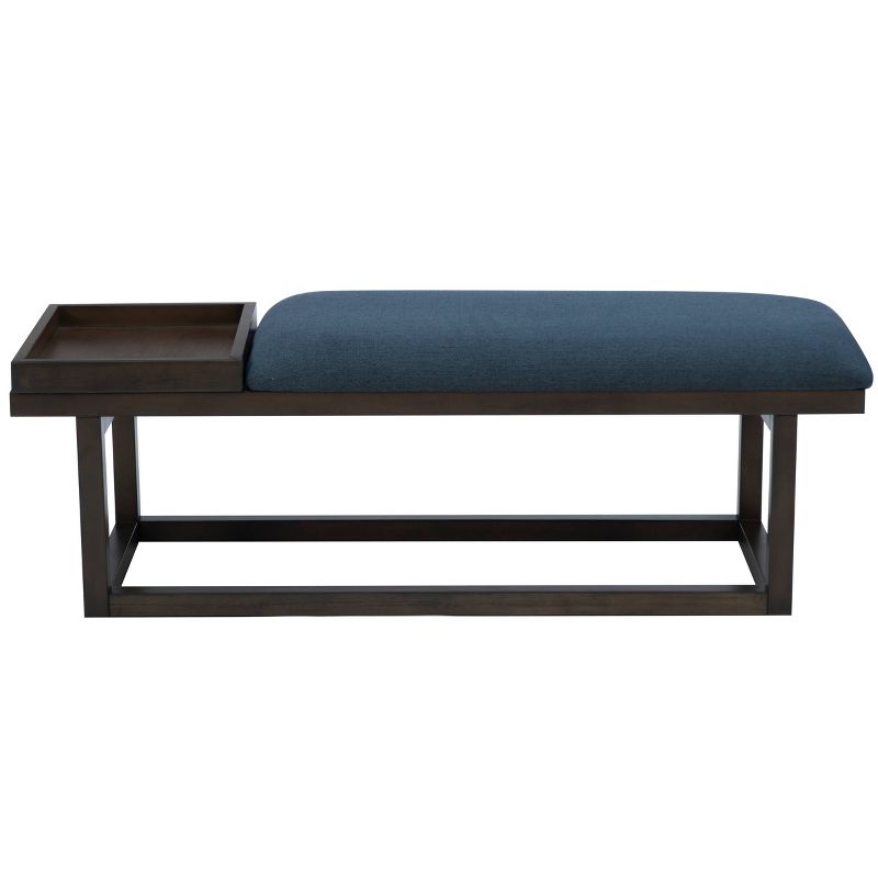 Lemire Modern Upholstered Bench with Tray Brown Finished and Navy - Powell, 3 of 12