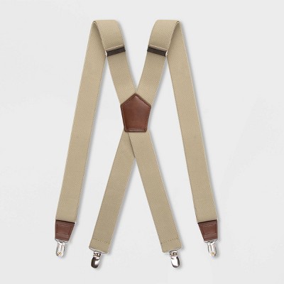 Men's Solid Suspenders - Goodfellow & Co™ Khaki One Size