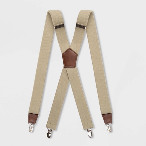 Ctm Men's Heavy Duty Clip-end Work Suspenders, Khaki : Target