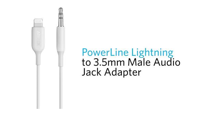 Anker 3&#39; PowerLine Lightning to 3.5mm Audio Aux Adapter - White, 2 of 8, play video