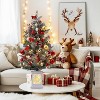 3ft Pre-Lit Mini Christmas Tree, Tabletop Artificial Xmas Tree with 78 Led Lights, Snow Flocked or Nordic Spruce, For Home and Office - 3 of 4