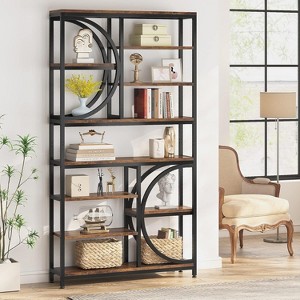 Lantine Bookshelf, Industrial 8-Tier Etagere Bookcases, 77-Inch Tall Book Shelf Display Shelves, Wood Shelving Unit with Metal Frame for Home Office - 1 of 4