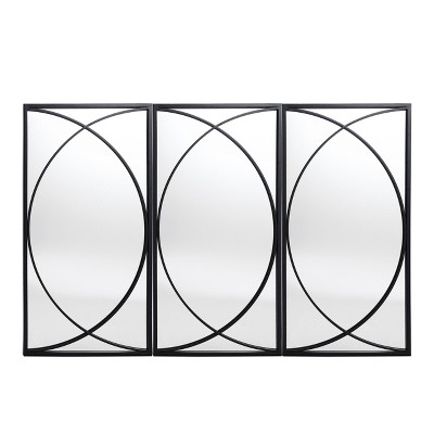 Luxenhome 3-piece Black Metal Rectangular Wall Mirror Set : Target