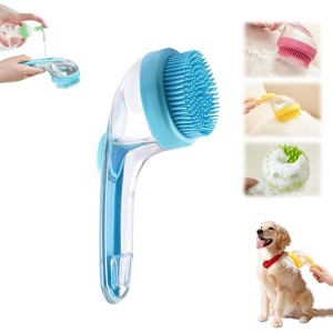 BABYYER Pet Bath Brush, 2025 New 2 in 1 Dog Bath Brush with Built-in Shampoo Dispenser,Pet Wash Brush for Bathing Dog Grooming Massage Brush (Green) - 1 of 4