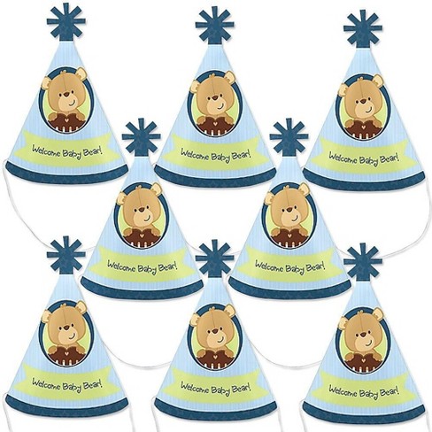 Big Dot of Happiness Baby Boy Teddy Bear - Mini Cone Baby Shower Party Hats - Small Little Party Hats - Set of 8 - image 1 of 4