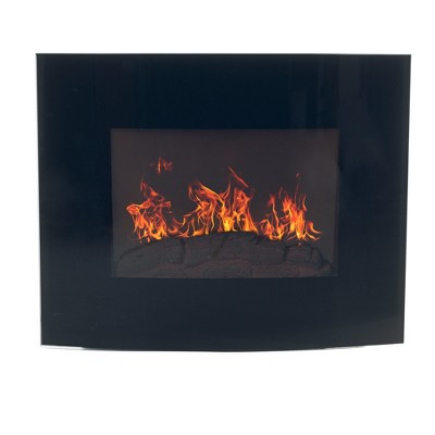 Hastings Home 25.5" Wall-Mounted Curved Electric Fireplace - Black