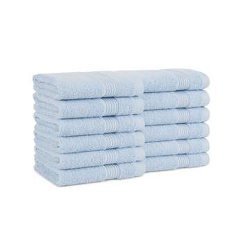 Host & Home Cotton Luxury Washcloths (12 Pack), 13x13, Quick-Drying, Dobby Border