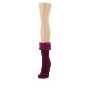 Memoi Twist Fuzz Ankle Length Lounge Sock - 1 of 2