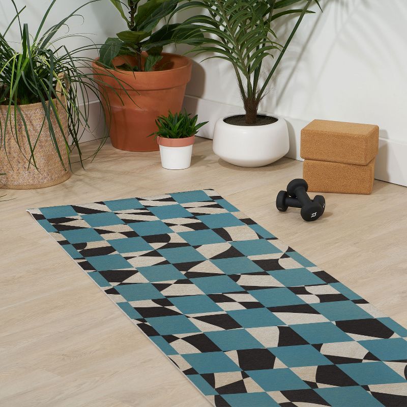 Little Dean Abstract checked blue and black (6mm) 70" x 24" Yoga Mat - Society6, 3 of 4