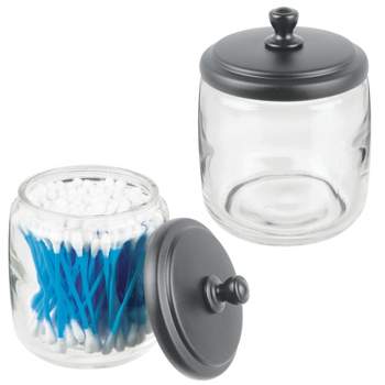 mDesign Glass Vanity Storage Organizer Apothecary Jar, 2 Pack