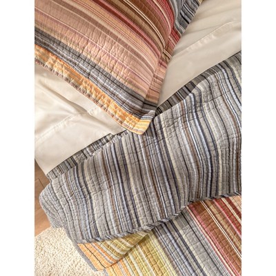King Size Multicolor Striped Microfiber Bedspread