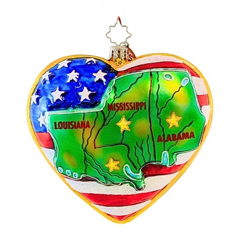 Christopher Radko Company In The Hearts Of America Glass Ornament 4.00 Inch Charity 1012668 4.0 Inch In The Hearts Of America Ornament Usa Flag - image 1 of 3