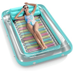 Jasonwell 4‑in‑1 Inflatable Tanning Lounger — Sun Tan Tub & Pool Raft, Water‑Filled Mat/Pad for Adults & Kids (Large) - Green w reflective base - 1 of 4