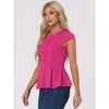 INSPIRE CHIC Women's Elegant Round Neck Cap Sleeve Solid Color Peplum Blouses - 2 of 4