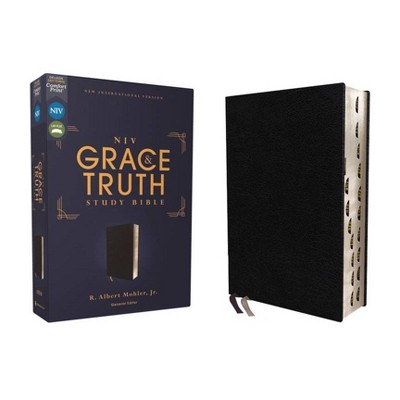 Niv, the Grace and Truth Study Bible, European Bonded Leather, Black, Red Letter, Thumb Indexed, Comfort Print - by  Zondervan (Leather Bound)