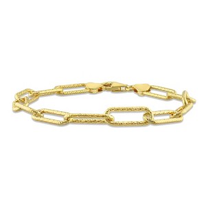 EVERLY JEWELRY | Yellow Plated Sterling Silver 6mm Fancy Paperclip Chain Bracelet, 7.5 inch - 1 of 4