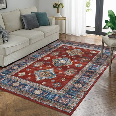 Washable Rug Vintage Rug Non Slip Indoor Floor Carpet Boho Accent Area Rug for Living Room Bedroom Kitchen