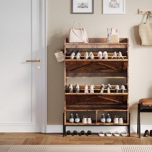 COZONY Shoe Cabinet with 2 Flip Drawers, Narrow Freestanding Shoe Rack Organizer with Metal Legs, Hidden Rack Cabinet for Entryway - 1 of 4