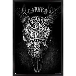 Trends International Jim Baldwin - Carved Faith Skull Framed Wall Poster Prints - 1 of 4