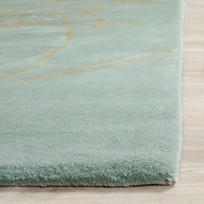 Handmade Light Blue Wool and Viscose Tufted Area Rug