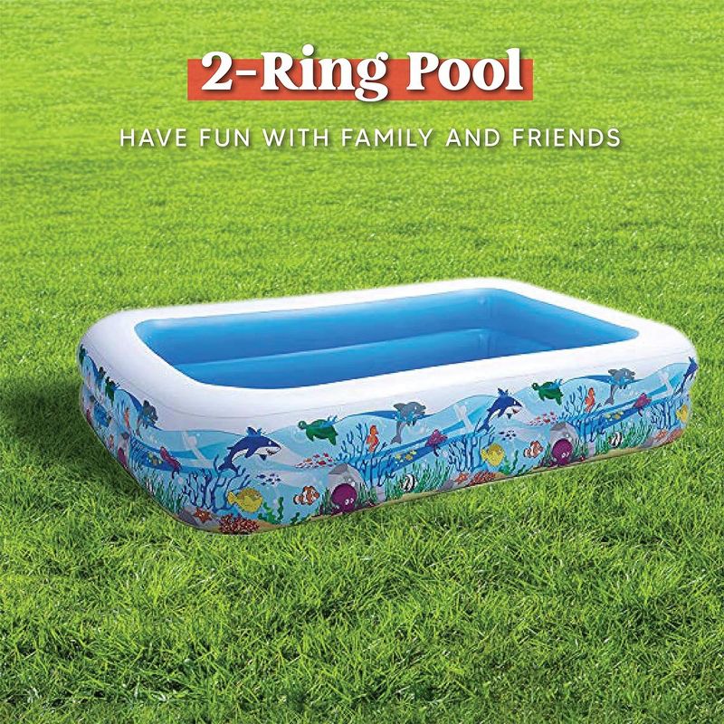 Syncfun Inflatable Swimming Pool, 103" x 69" x 20" Giant-Size Swim Center Kiddie Pool Ocean Pattern for Summer, 2 of 7