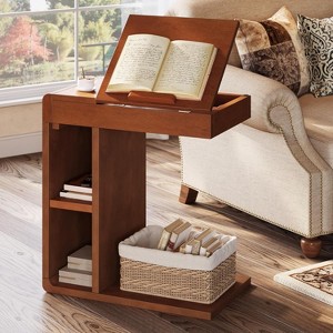 Tribesigns Vintage C-Shaped End Table with Adjustable Top, Chair Side Table for Living Room, Bedroon, Sofa Side, Easy Assembly, Walnut Brown - 1 of 4