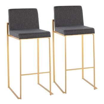 Set of 2 FujiHB Polyester/Steel Barstools Gold/Charcoal - LumiSource