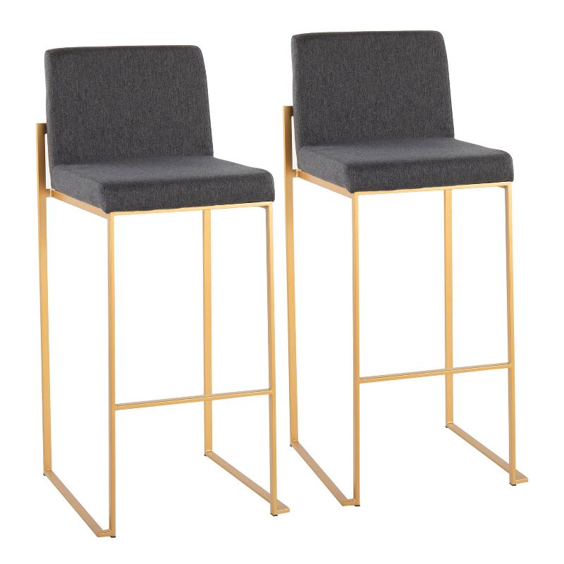 Set of 2 FujiHB Polyester/Steel Barstools Gold/Charcoal - LumiSource, 1 of 10