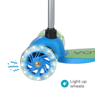 Voyager Green and Blue 3-Wheel Kick Scooter with Light Up Wheels