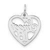 Black Bow Jewelry 14k White Gold Sweet 16 Heart Charm or Pendant, 16mm - 3 of 4