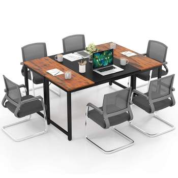 Costway Set of 2/4/6 Conference Table 63'' x 24'' Meeting Table with Metal Frame