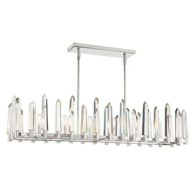 Watson 46" Polished Nickel and Crystal 6-Light Chandelier