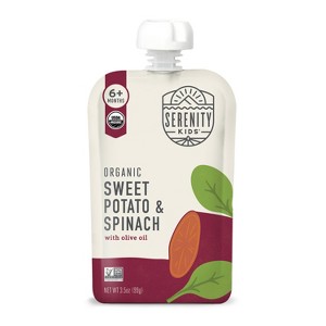 Serenity Kids Organic Sweet Potato and Spinach with Organic Olive Oil Baby Food Pouch - 3.5oz - 1 of 4