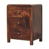 HomeRoots 24" Walnut Solid Wood Three Drawer Nightstand - 4 of 4