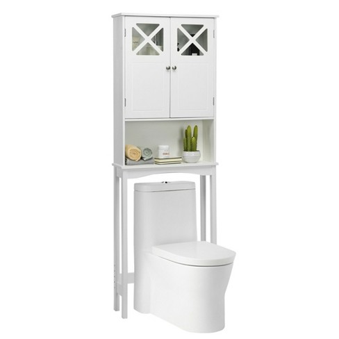 2-Door Over The Toilet Bathroom Storage Cabinet with Adjustable Shelf -  Costway