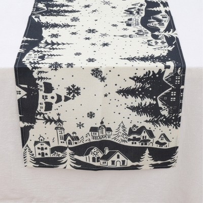 Unique Bargains Table Runner Rectangular Winter Christmas Pattern 20 Linen Colorful 1 Pc