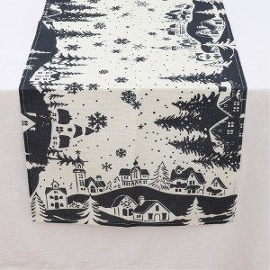 Unique Bargains Table Runner Rectangular Winter Christmas Pattern 20 Linen Colorful 1 Pc - 1 of 3