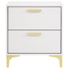 Vynxaria 2-Drawer Rectangular Nightstand - Gold Pull Handles, Bracket Legs, Modern Space-Saving Bedroom Storage - 3 of 4