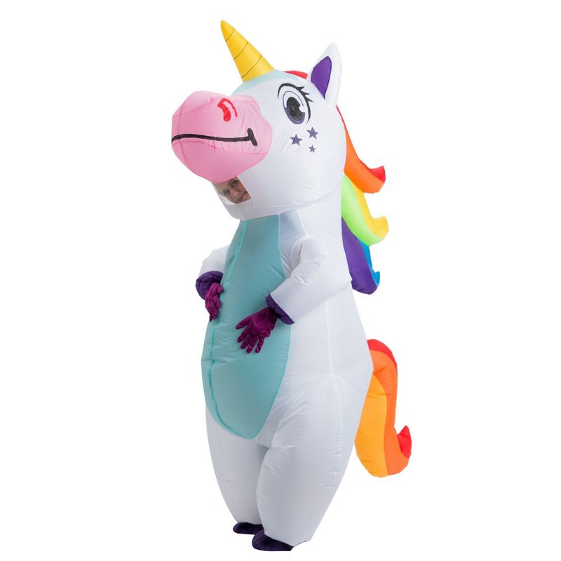 8 FT Adult White Unicorn Full Body inflatable ride a unicorn costume - One Size, 2 of 4