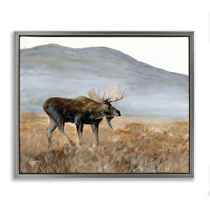 Stupell Industries Moose Wanderer Mountain Valley Floating Frame Canvas Art - 1 of 4