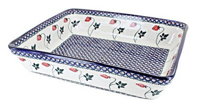 Blue Rose Polish Pottery Strawberry Delight Large Deep Rectangular ...