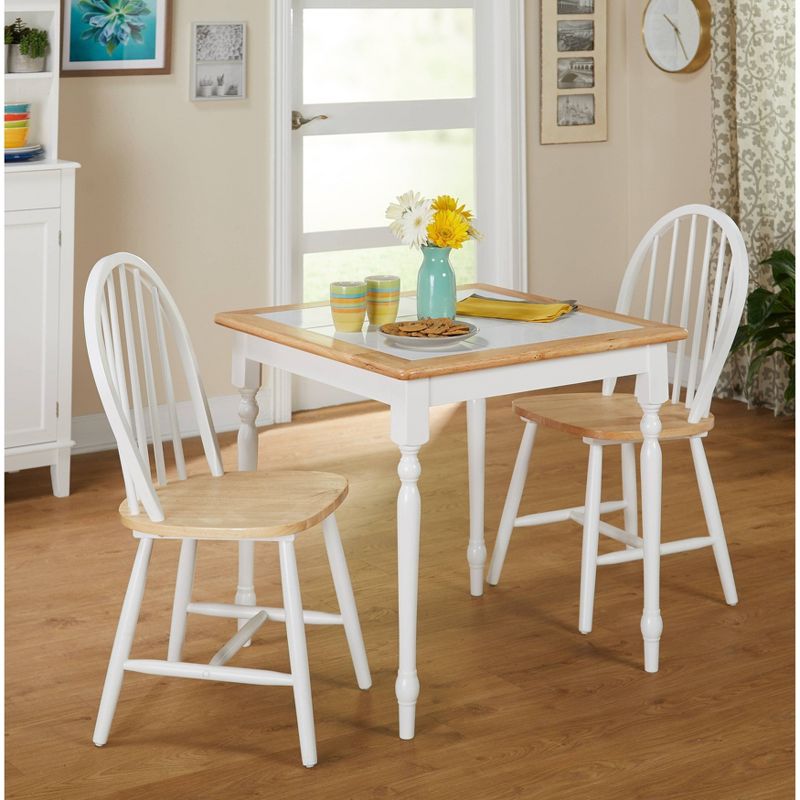 3pc Chester Tile Top Dining Set White/Natural - Buylateral, 3 of 8